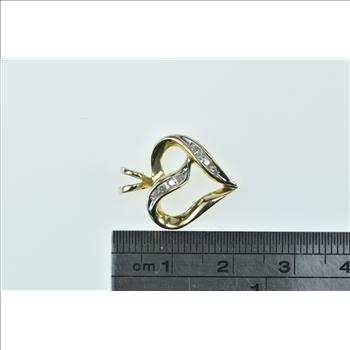 14K Classic Diamond Vintage Heart Love Symbol Yellow Gold Pendant