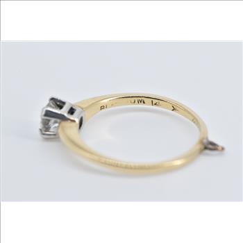 14K Classic Engagement Style CZ Promise Charm Yellow Gold Ring, Size 4