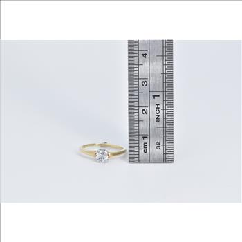 14K Classic Engagement Style CZ Promise Charm Yellow Gold Ring, Size 4