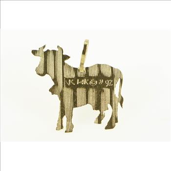 14K Cow Farm Animal Livestock Diamond Cut Yellow Gold Charm/Pendant