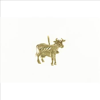 14K Cow Farm Animal Livestock Diamond Cut Yellow Gold Charm/Pendant
