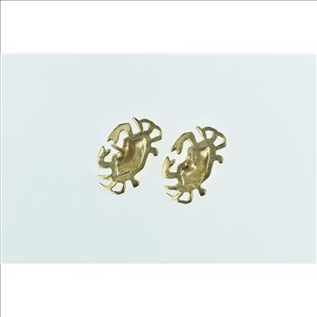 14K Crab Cancer Zodiac Sign Symbol Stud Yellow Gold Earrings
