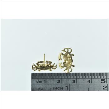 14K Crab Cancer Zodiac Sign Symbol Stud Yellow Gold Earrings