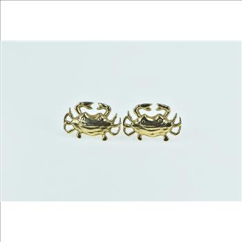 14K Crab Cancer Zodiac Sign Symbol Stud Yellow Gold Earrings