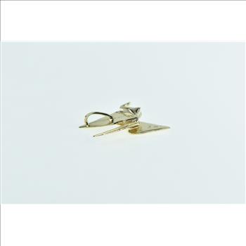 14K Crane Origami Japanese Paper Folding Bird Yellow Gold Charm/Pendant