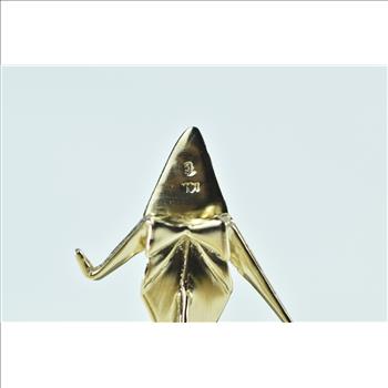 14K Crane Origami Japanese Paper Folding Bird Yellow Gold Charm/Pendant