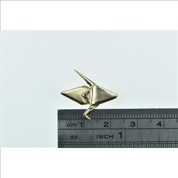 14K Crane Origami Japanese Paper Folding Bird Yellow Gold Charm/Pendant