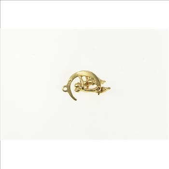 14K Crescent Moon Lovers Romantic Valentine Kiss Yellow Gold Charm/Pendant