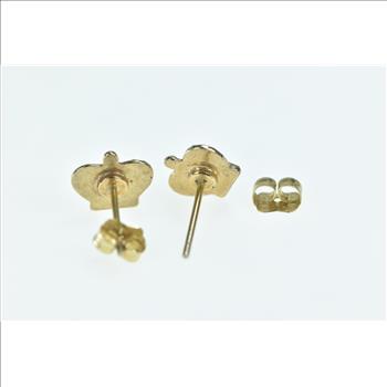 14K Crown Enamel Royalty Queen Stud Yellow Gold Earrings