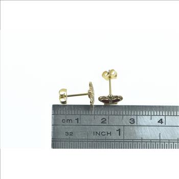 14K Crown Enamel Royalty Queen Stud Yellow Gold Earrings