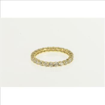 14K Cubic Zirconia Eternity Wedding Stackable Band Yellow Gold Ring ...