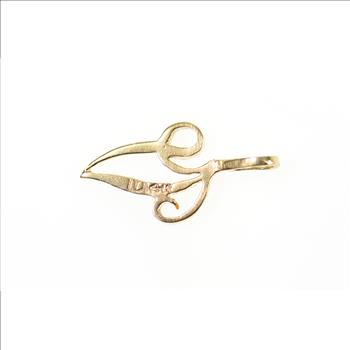 14K Cursive Letter V Monogram Initial Name Yellow Gold Charm/Pendant