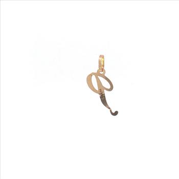 14K Cursive P Monogram Letter Initial Yellow Gold Charm/Pendant