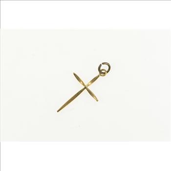 14K Curved Christian Faith Symbol Classic Yellow Gold Charm/Pendant