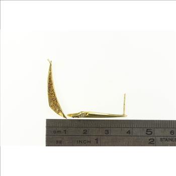 14K Curved Diamond Drop Dangle Bar Yellow Gold Earrings