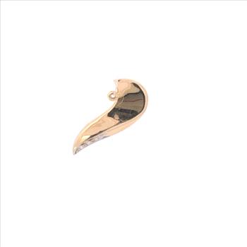14K Curvy Diamond Freeform Abstract Wave Yellow Gold Charm/Pendant