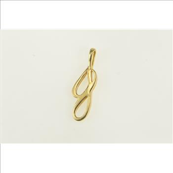 14K Curvy Loop J Cursive Letter Statement Yellow Gold Pendant