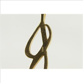 14K Curvy Loop J Cursive Letter Statement Yellow Gold Pendant