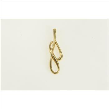 14K Curvy Loop J Cursive Letter Statement Yellow Gold Pendant