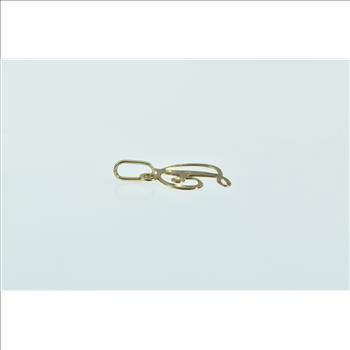 14K D Cursive Letter Initial Monogram Name Yellow Gold Charm/Pendant