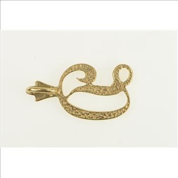 14K D Cursive Letter Initial Name Monogram Yellow Gold Charm/Pendant
