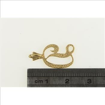 14K D Cursive Letter Initial Name Monogram Yellow Gold Charm/Pendant
