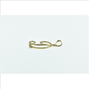 14K D Cursive Letter Monogram Initial Diamond Yellow Gold Charm/Pendant