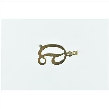 14K D Cursive Letter Monogram Initial Diamond Yellow Gold Charm/Pendant