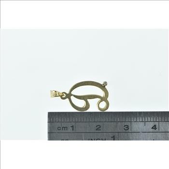 14K D Cursive Letter Monogram Initial Diamond Yellow Gold Charm/Pendant