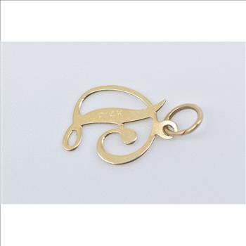 14K D Cursive Letter Monogram Initial Name Yellow Gold Charm/Pendant