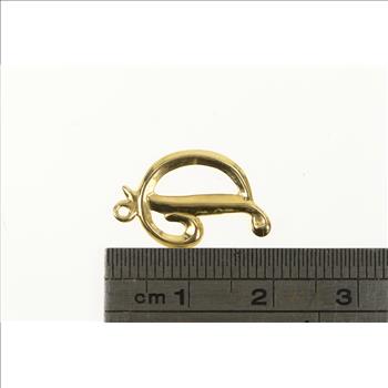 14K D Cursive Name Initial Letter Monogram Yellow Gold Charm/Pendant
