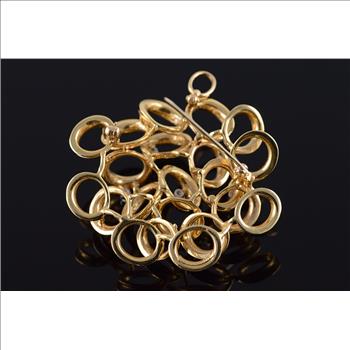 14K Dan Frere 0.30 CTW Diamond Free Form Circle Cluster Yellow Gold Pin/Brooch