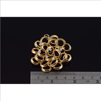 14K Dan Frere 0.30 CTW Diamond Free Form Circle Cluster Yellow Gold Pin/Brooch
