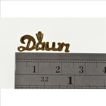 14K Dawn Name Cursive Lettering Textured Yellow Gold Charm/Pendant