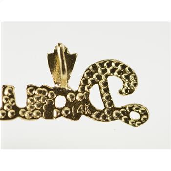 14K Dawn Name Cursive Lettering Textured Yellow Gold Charm/Pendant