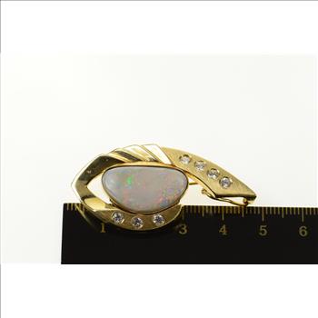 14K Designer Black Opal Diamond Geometric Yellow Gold Pendant