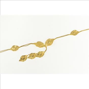 14K Designer Textured Leaf Vine Fringe Chain Yellow Gold Necklace 17.75