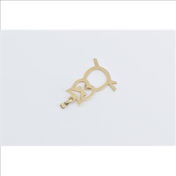 14K Diamond Accent Owl Cut Out Wisdom Symbol Yellow Gold Charm/Pendant