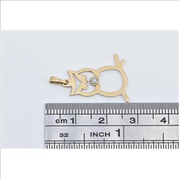 14K Diamond Accent Owl Cut Out Wisdom Symbol Yellow Gold Charm/Pendant