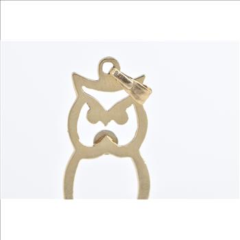 14K Diamond Accent Owl Cut Out Wisdom Symbol Yellow Gold Charm/Pendant