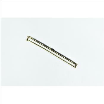 14K Diamond Art Deco Filigree Enamel Ornate Bar Yellow Gold Pin/Brooch