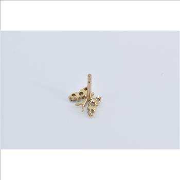 14K Diamond Butterfly Change Symbol Single Stud Yellow Gold Earring