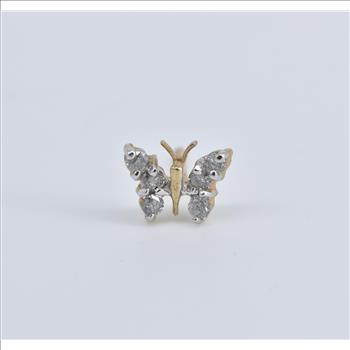 14K Diamond Butterfly Change Symbol Single Stud Yellow Gold Earring