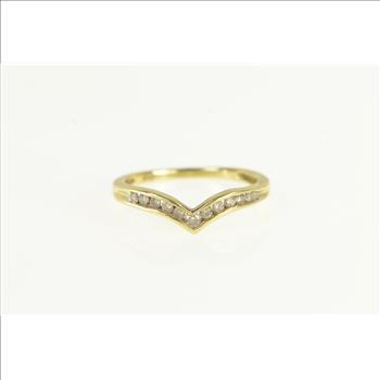 14K Diamond Chevron Contour Wedding Band Yellow Gold Ring, Size 7.5 ...