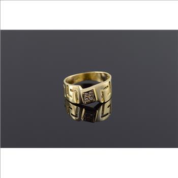 thumbnail image 2 of 14k Yellow Gold Greek Key Bracelet – 7.25 Inch Open Bar Link, 4mm Wide, 5 Grams, Handmade Style 2 of 6