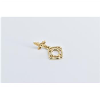 14K Diamond Cross Filigree Slide Bracelet Bead Yellow Gold Charm/Pendant