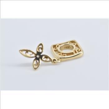 14K Diamond Cross Filigree Slide Bracelet Bead Yellow Gold Charm/Pendant