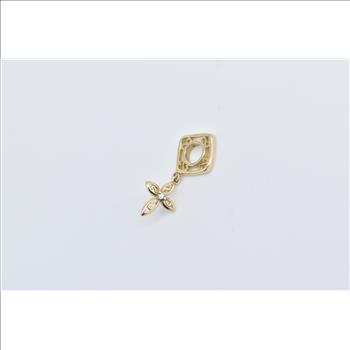 14K Diamond Cross Filigree Slide Bracelet Bead Yellow Gold Charm/Pendant