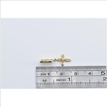 14K Diamond Cross Filigree Slide Bracelet Bead Yellow Gold Charm/Pendant