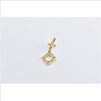 14K Diamond Cross Filigree Slide Bracelet Bead Yellow Gold Charm/Pendant